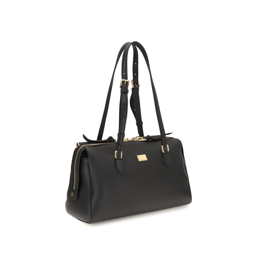 2026 New Arrival Dolce & Gabbana Black Calf Leather Bos Taurus Shoulder Bag