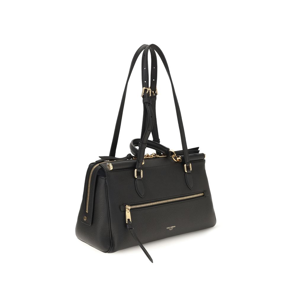 2026 New Arrival Dolce & Gabbana Black Calf Leather Bos Taurus Shoulder Bag