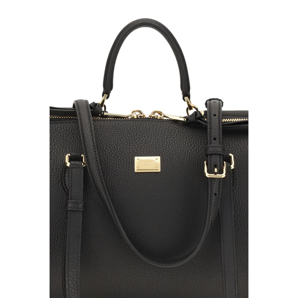 2026 New Arrival Dolce & Gabbana Black Calf Leather Bos Taurus Shoulder Bag