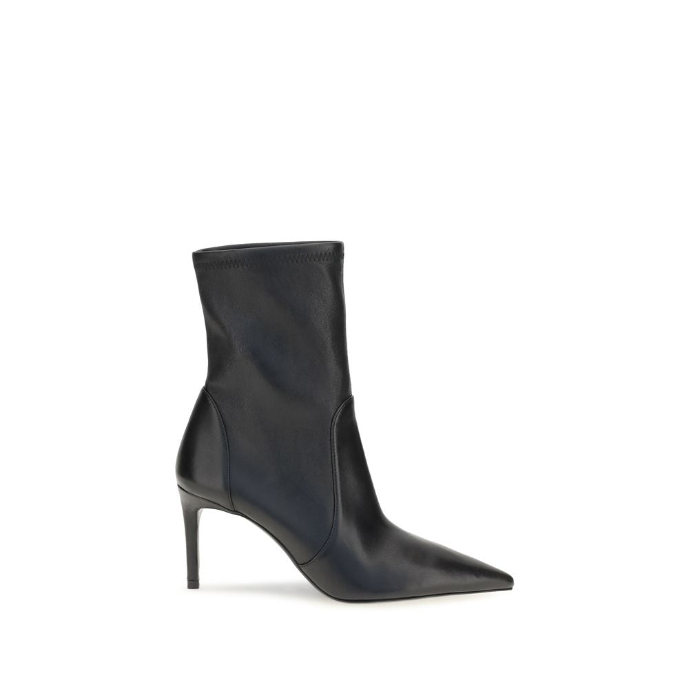2026 New Arrival Stuart Weitzman Black Calf Leather Bos Taurus Ankle Boots