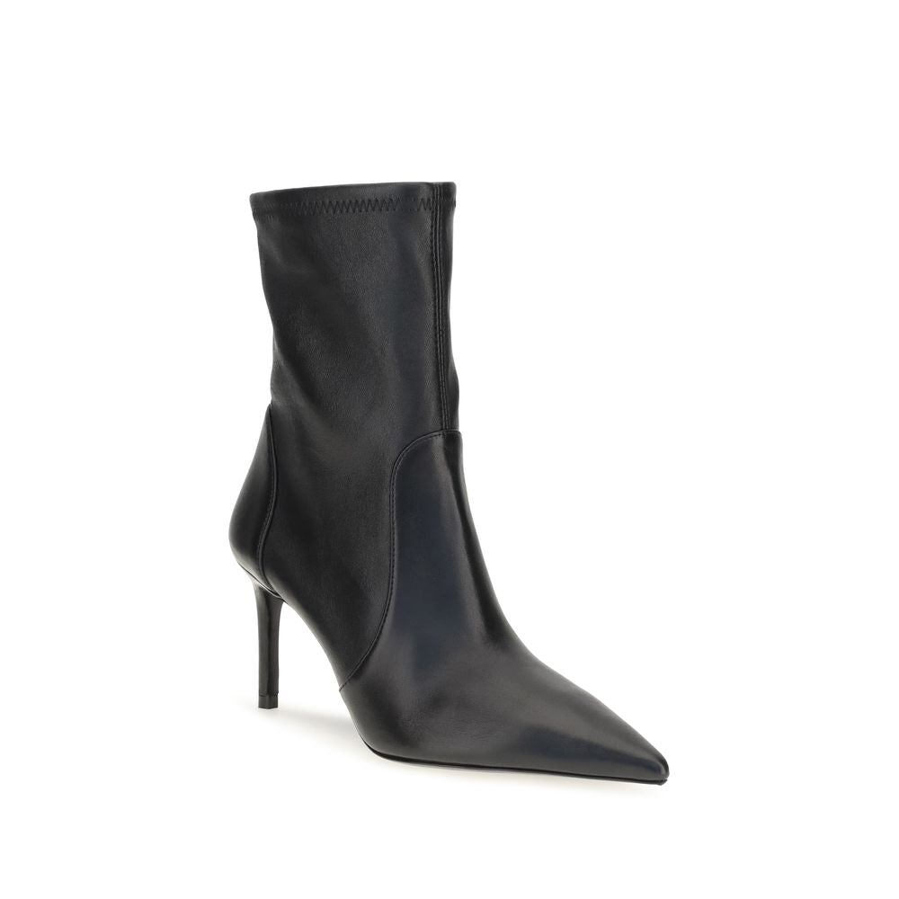 2026 New Arrival Stuart Weitzman Black Calf Leather Bos Taurus Ankle Boots