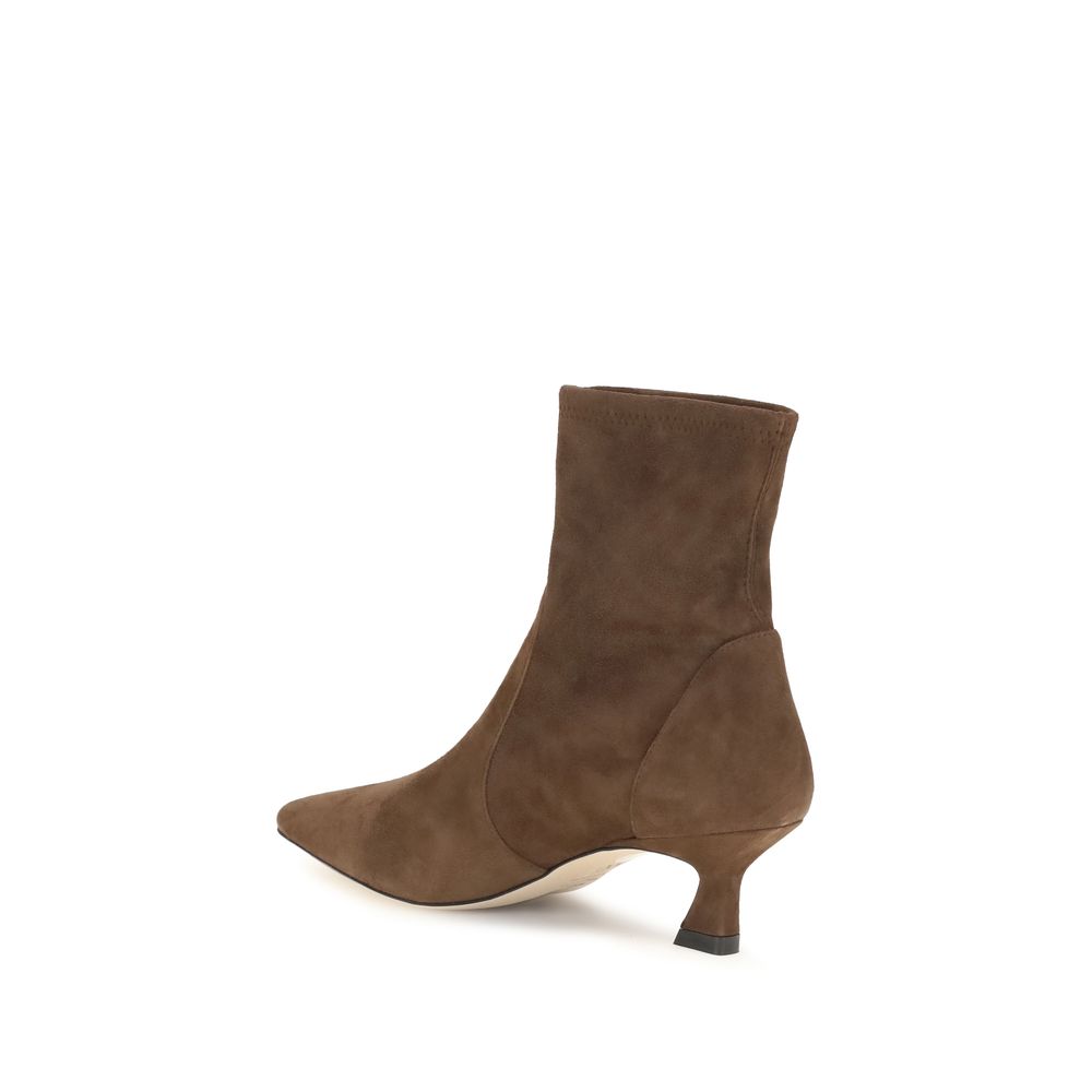 2026 New Arrival Stuart Weitzman Brown Calf Leather Bos Taurus Ankle Boots
