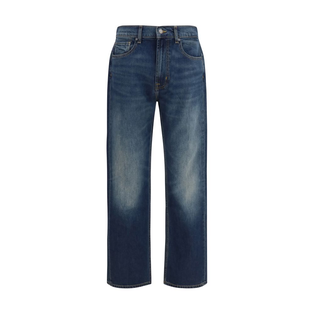 2026 New Arrival 7FOR Blue Cotton Straight-Leg Jeans