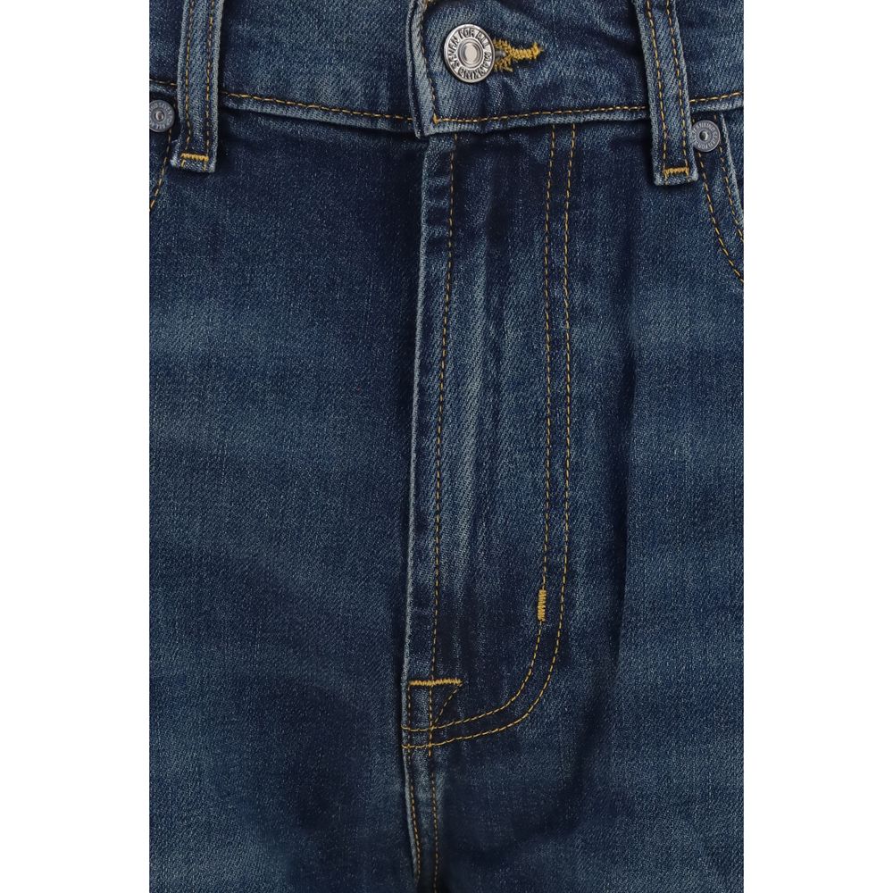 2026 New Arrival 7FOR Blue Cotton Straight-Leg Jeans