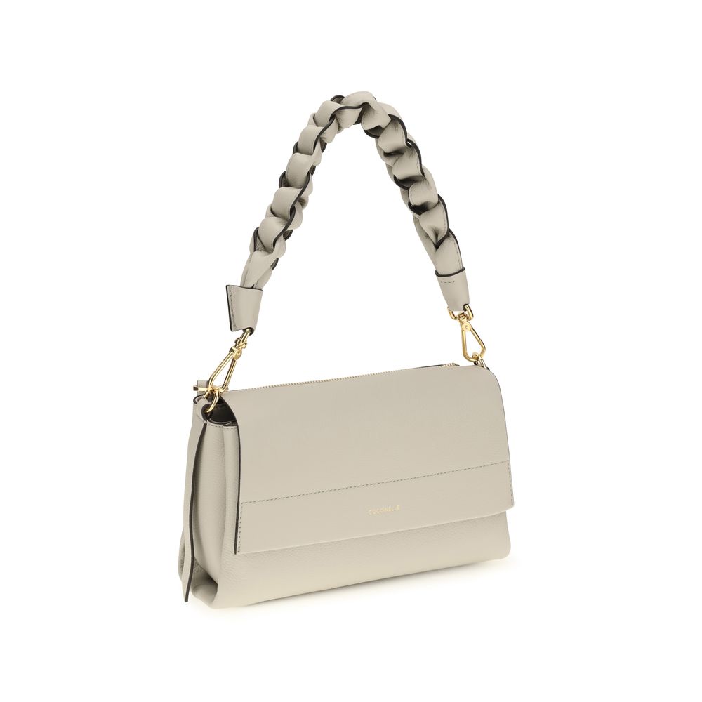 2026 New Arrival Coccinelle Beige Calf Leather Bos Taurus Shoulder Bag
