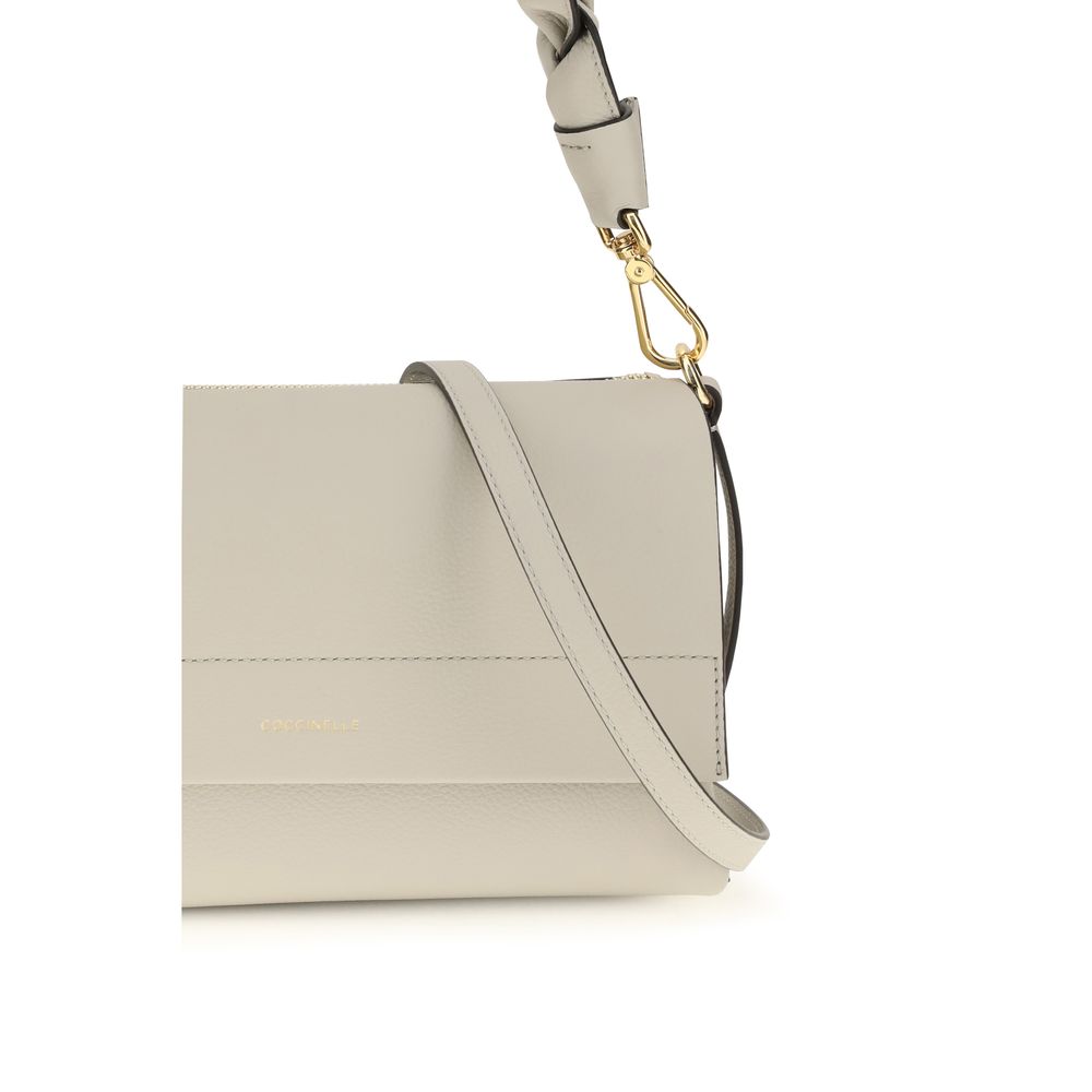 2026 New Arrival Coccinelle Beige Calf Leather Bos Taurus Shoulder Bag