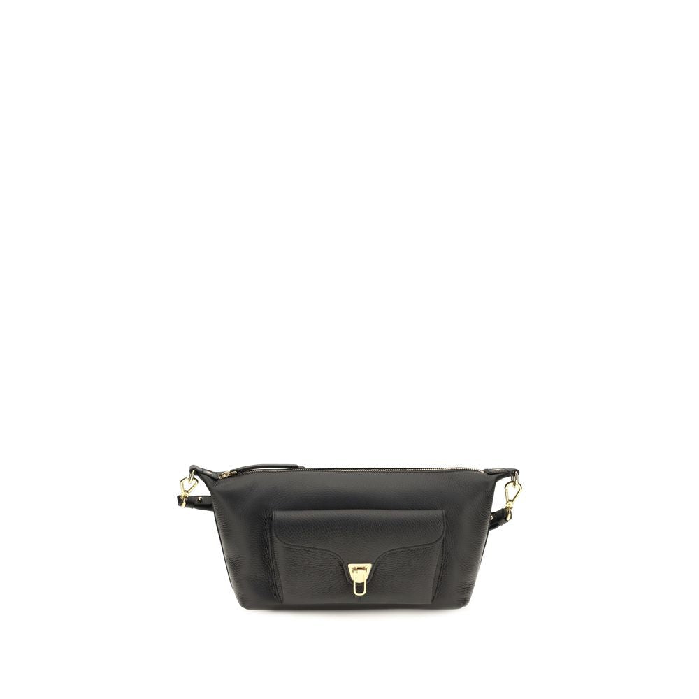 2026 New Arrival Coccinelle Black Calf Leather Bos Taurus Shoulder Bag
