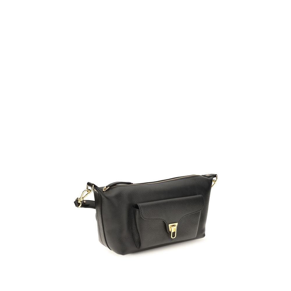 2026 New Arrival Coccinelle Black Calf Leather Bos Taurus Shoulder Bag