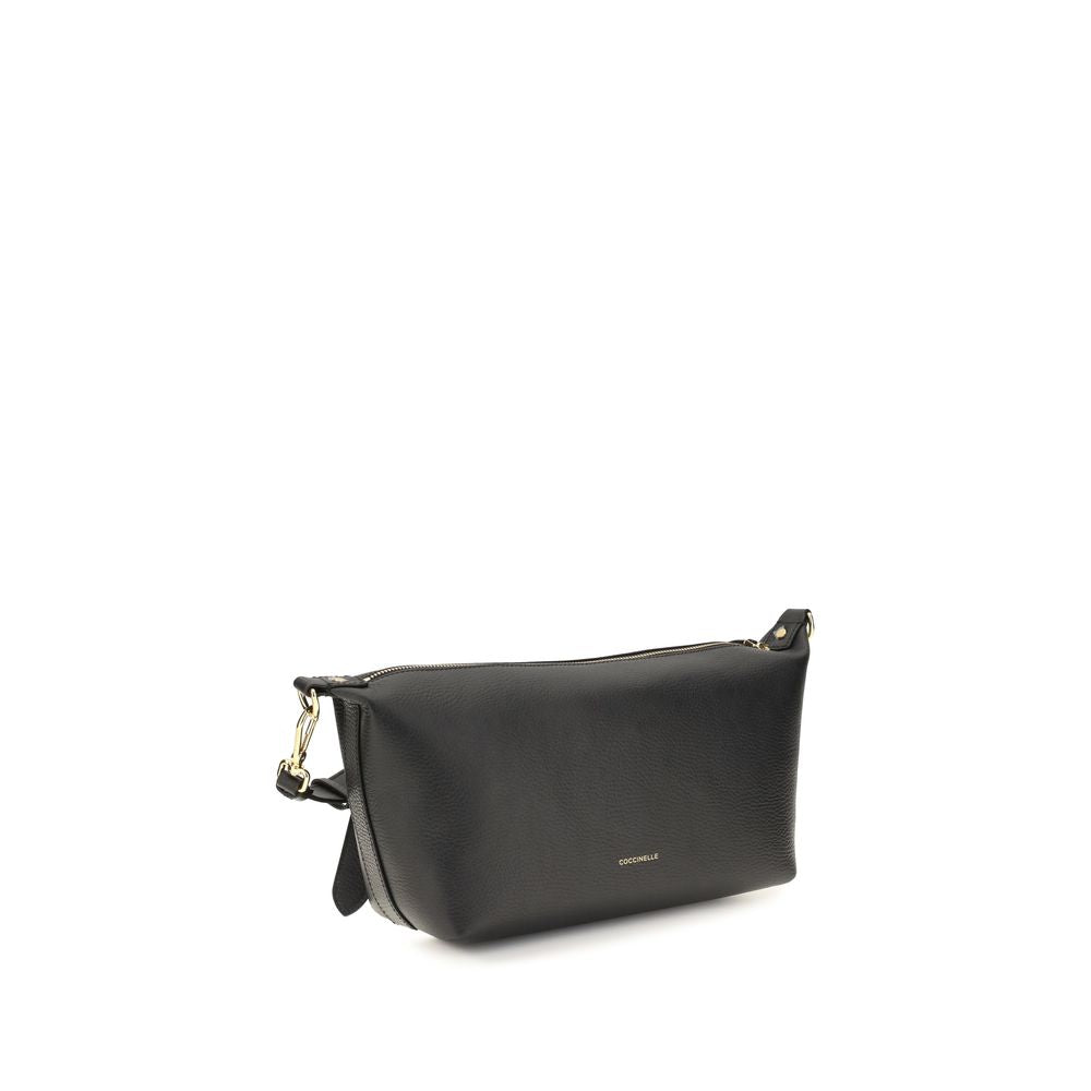2026 New Arrival Coccinelle Black Calf Leather Bos Taurus Shoulder Bag