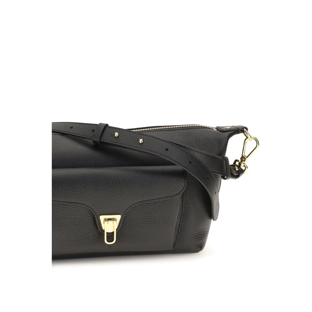 2026 New Arrival Coccinelle Black Calf Leather Bos Taurus Shoulder Bag
