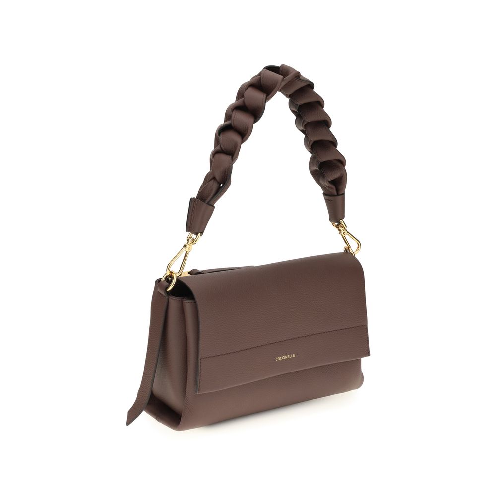 2026 New Arrival Coccinelle Brown Calf Leather Bos Taurus Shoulder Bag
