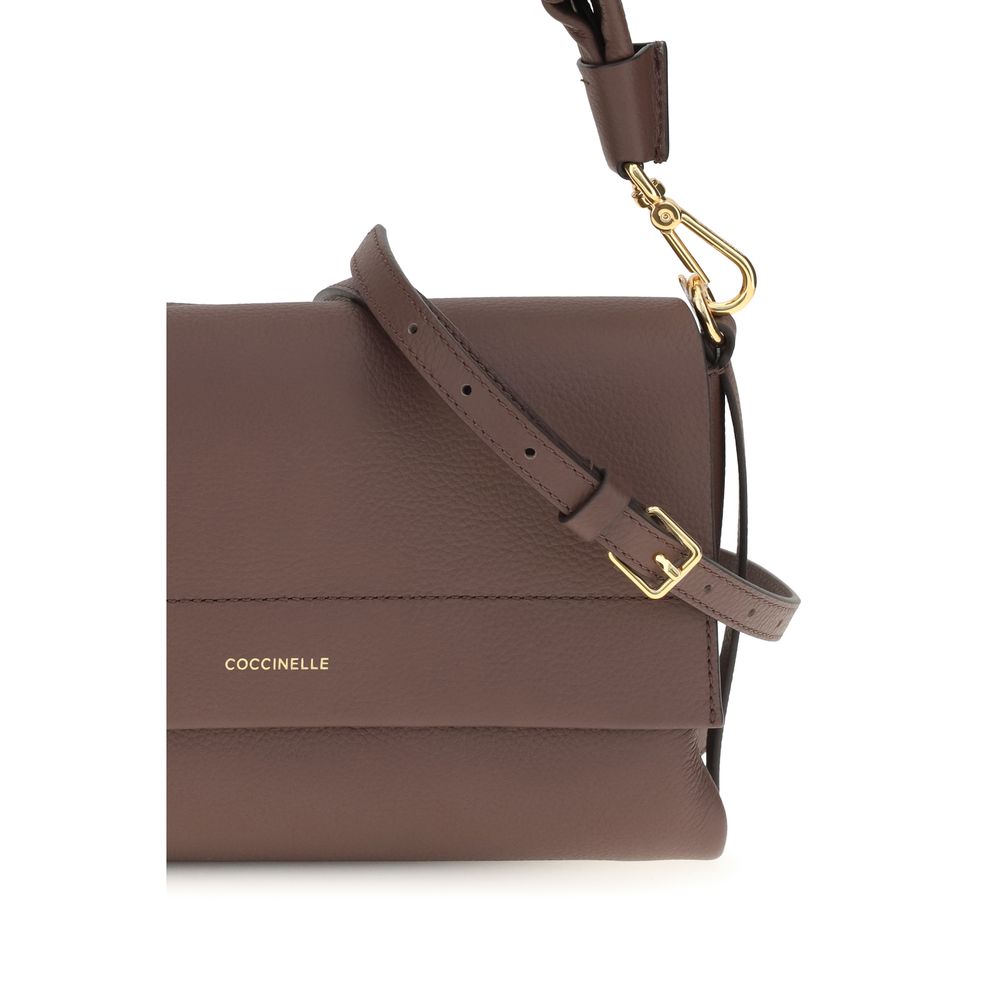 2026 New Arrival Coccinelle Brown Calf Leather Bos Taurus Shoulder Bag