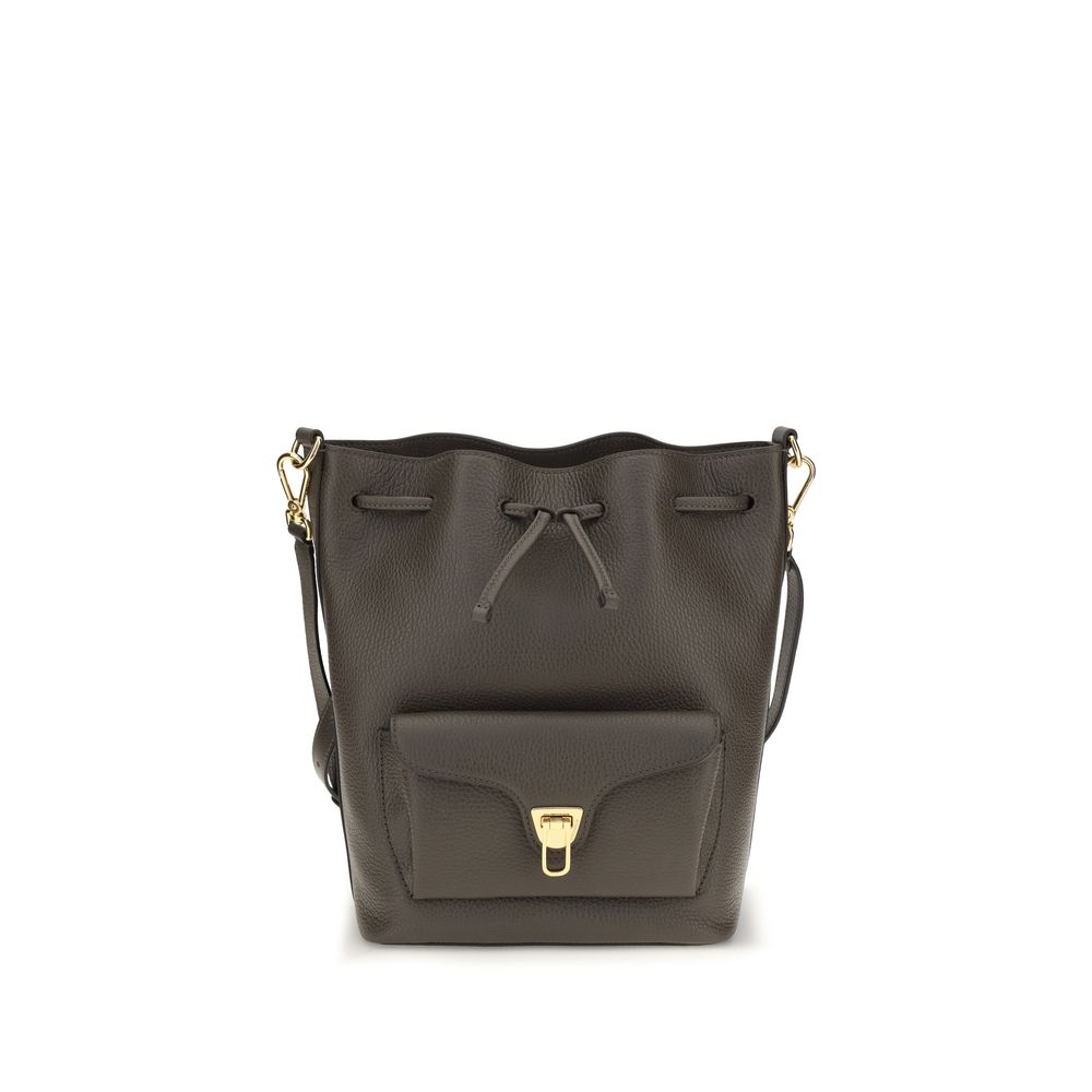 2026 New Arrival Coccinelle Brown Calf Leather Bos Taurus Shoulder Bag