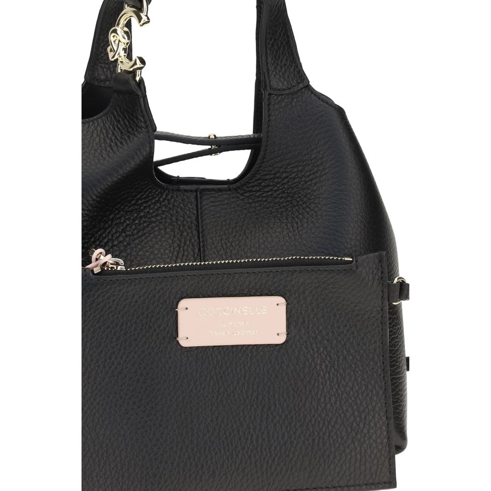 2026 New Arrival Coccinelle Black Calf Leather Bos Taurus Shoulder Bag