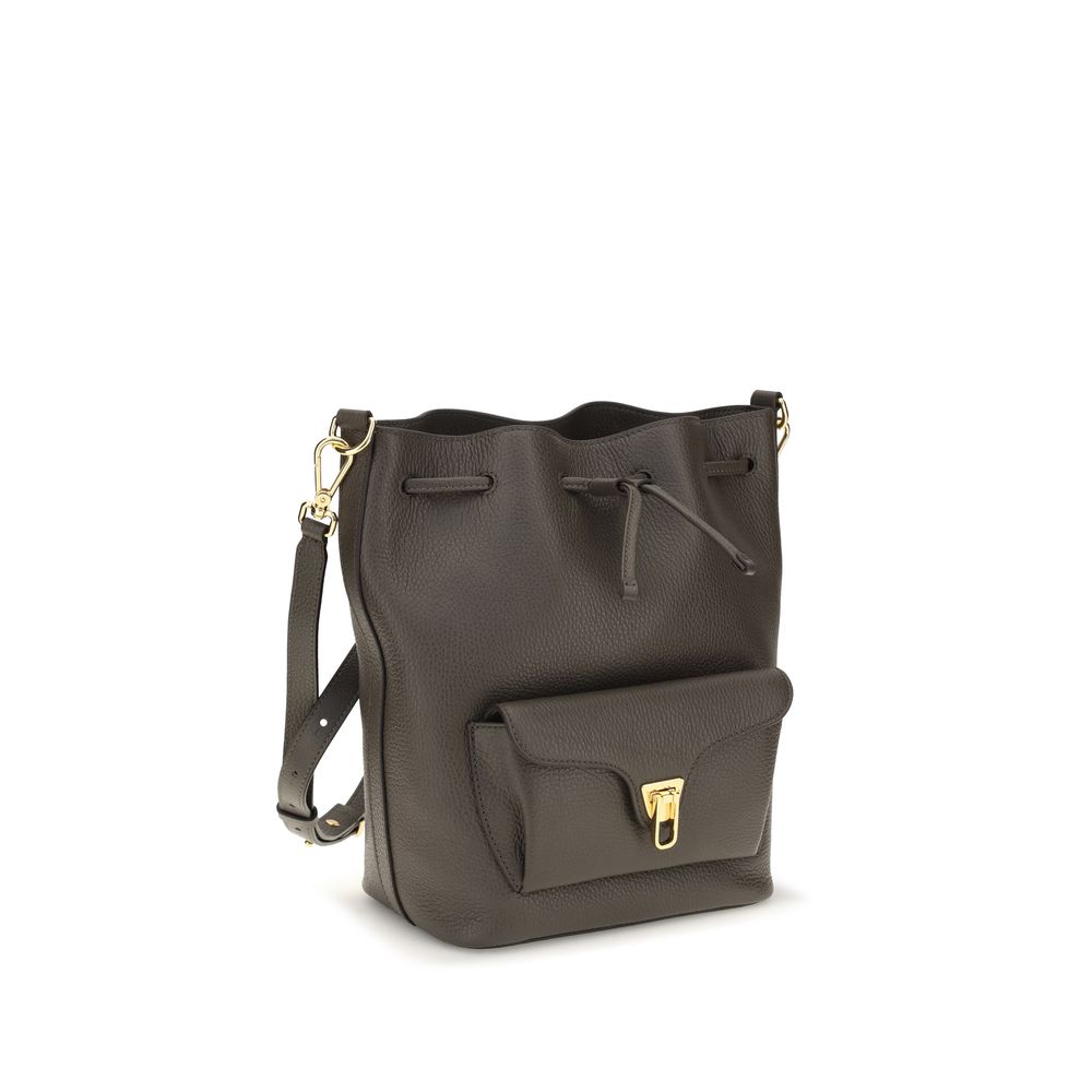 2026 New Arrival Coccinelle Brown Calf Leather Bos Taurus Shoulder Bag