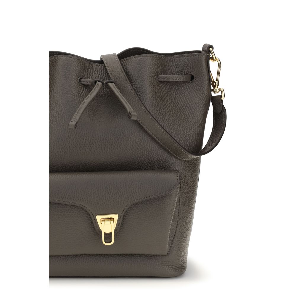 2026 New Arrival Coccinelle Brown Calf Leather Bos Taurus Shoulder Bag