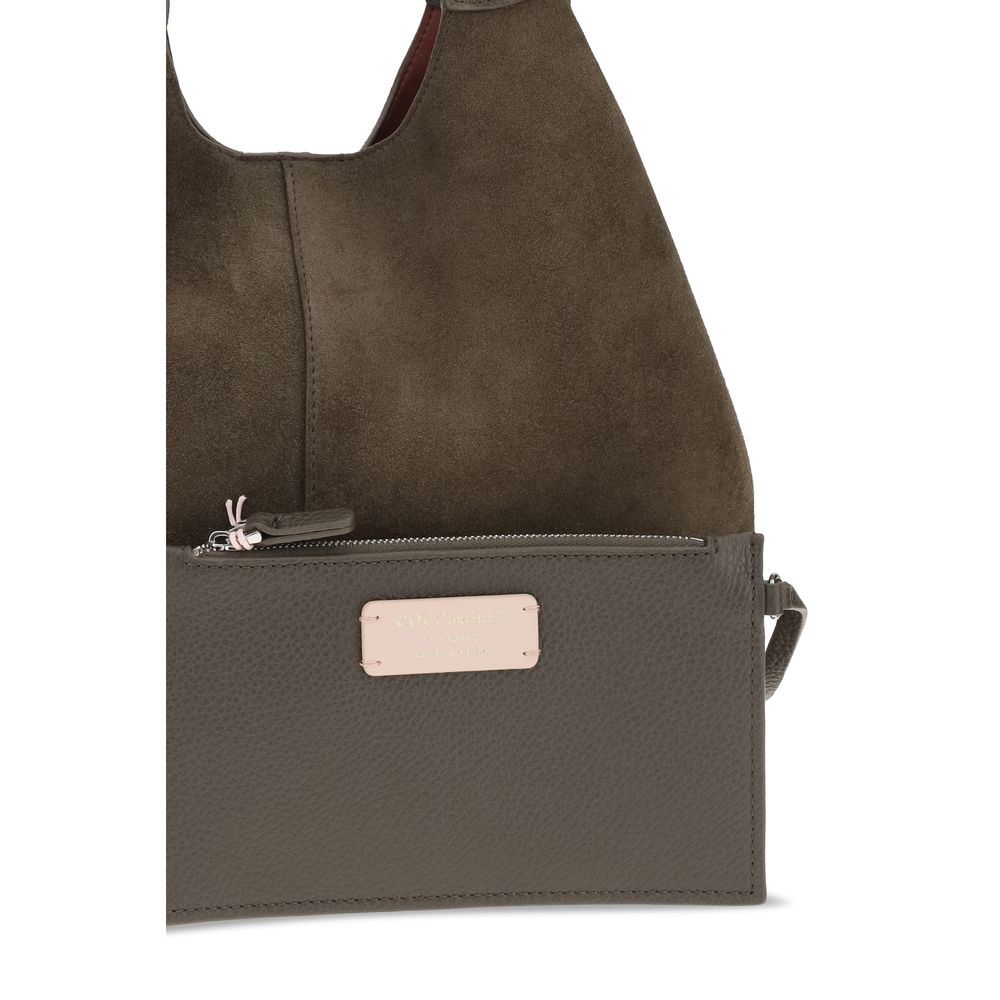 2026 New Arrival Coccinelle Brown Calf Leather Bos Taurus Shoulder Bag