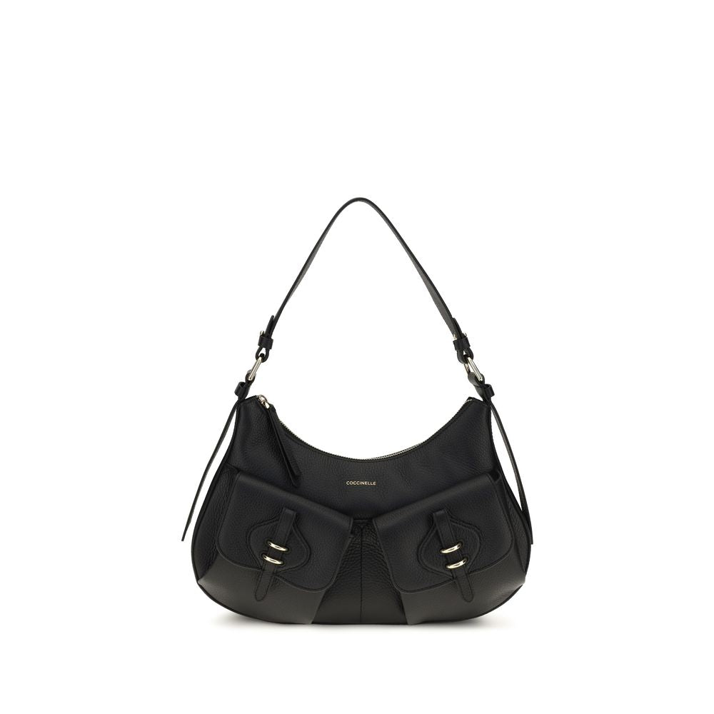 2026 New Arrival Coccinelle Black Calf Leather Bos Taurus Shoulder Bag