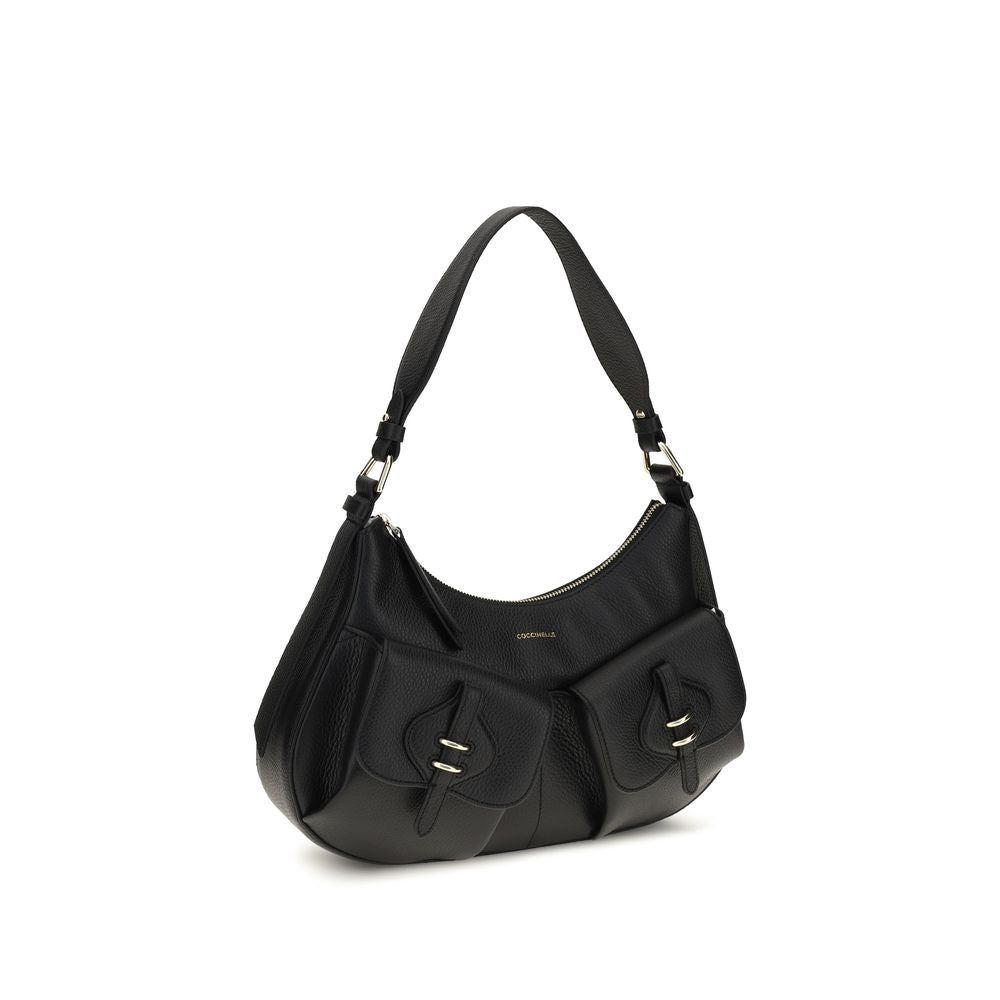 2026 New Arrival Coccinelle Black Calf Leather Bos Taurus Shoulder Bag
