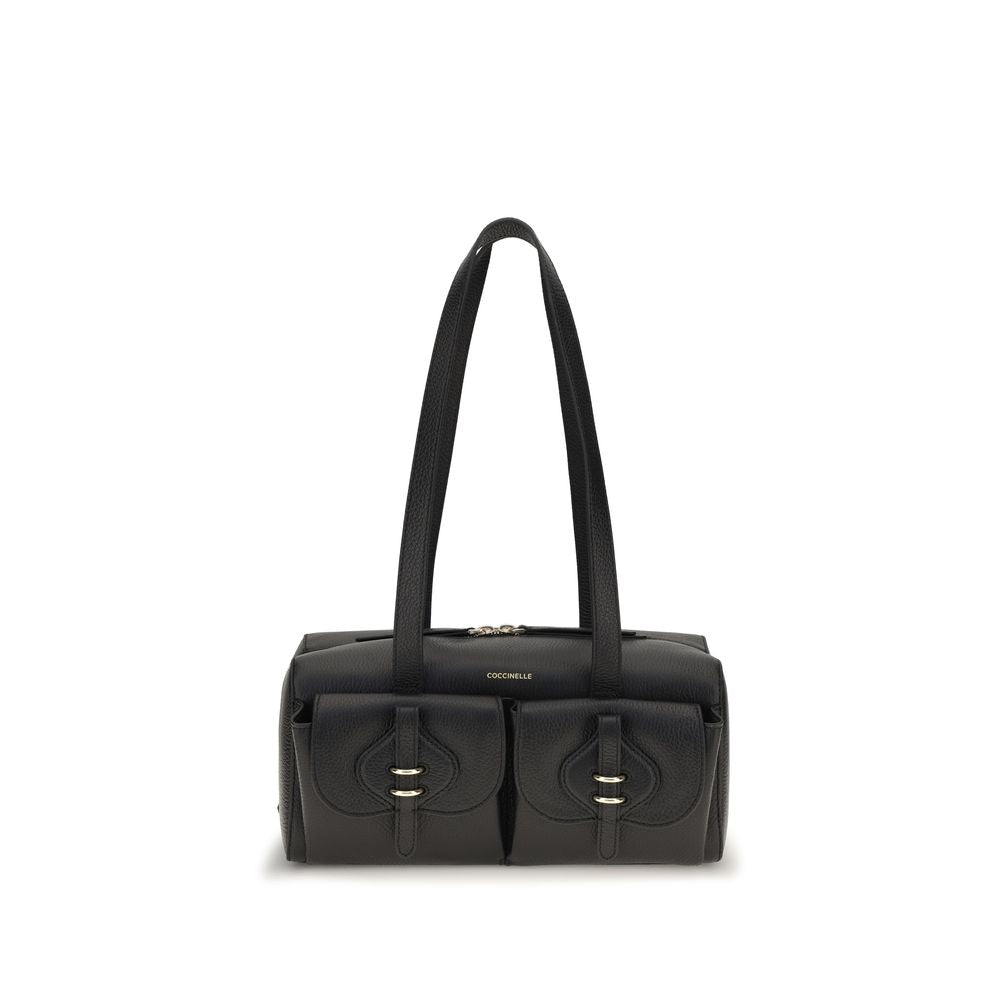 2026 New Arrival Coccinelle Black Calf Leather Bos Taurus Shoulder Bag