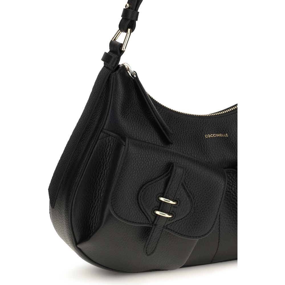 2026 New Arrival Coccinelle Black Calf Leather Bos Taurus Shoulder Bag