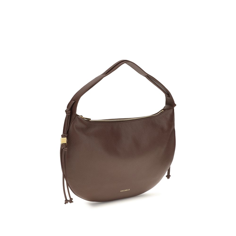 2026 New Arrival Coccinelle Brown Calf Leather Bos Taurus Shoulder Bag