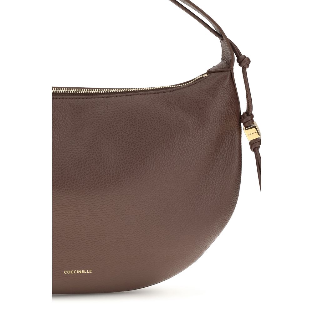 2026 New Arrival Coccinelle Brown Calf Leather Bos Taurus Shoulder Bag