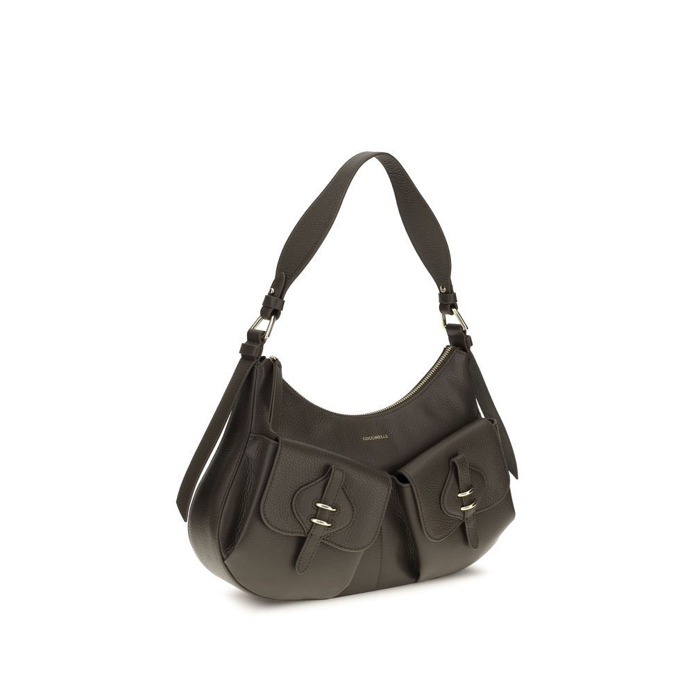 2026 New Arrival Coccinelle Brown Calf Leather Bos Taurus Shoulder Bag
