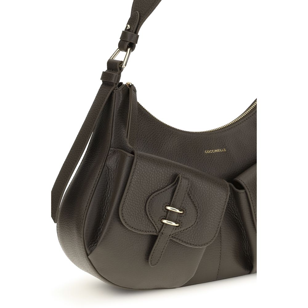 2026 New Arrival Coccinelle Brown Calf Leather Bos Taurus Shoulder Bag