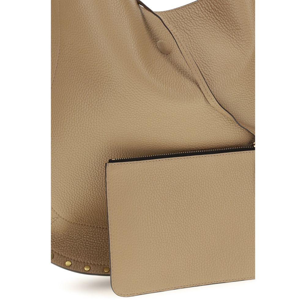 2026 New Arrival Isabel Marant Beige Calf Leather Bos Taurus Shoulder Bag