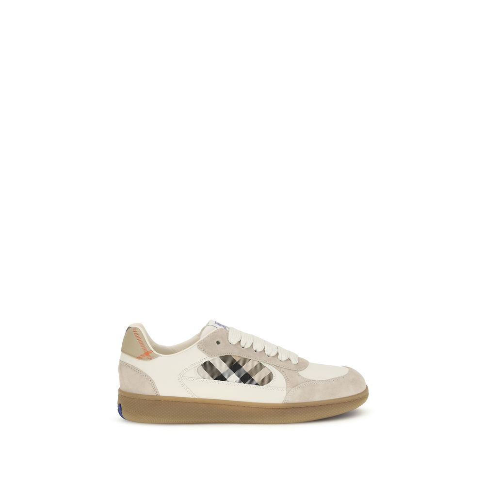 2026 New Arrival Burberry Beige Calf Leather Bos Taurus Low Top Sneakers