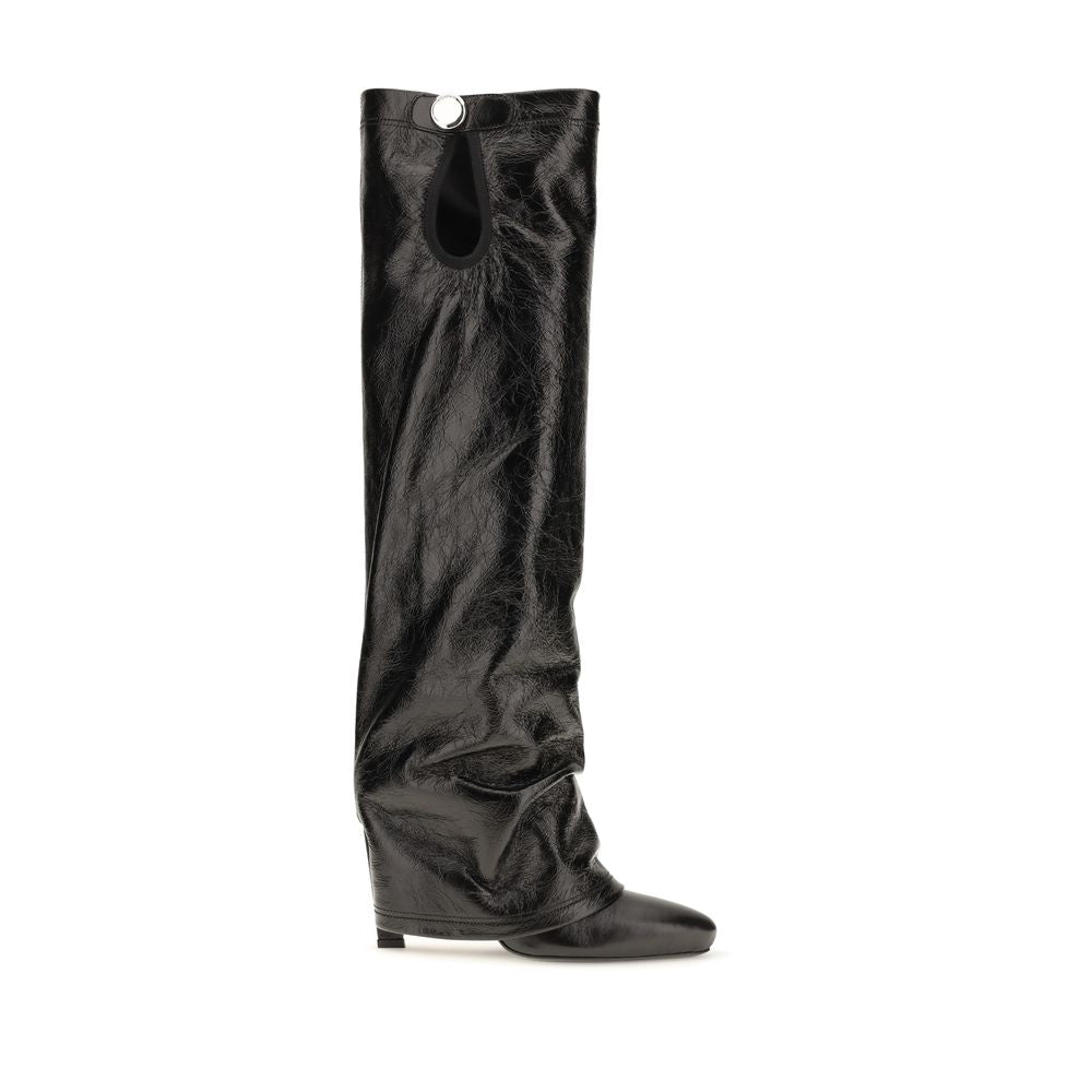 2026 New Arrival The Attico Black Calf Leather Bos Taurus Ankle Boots