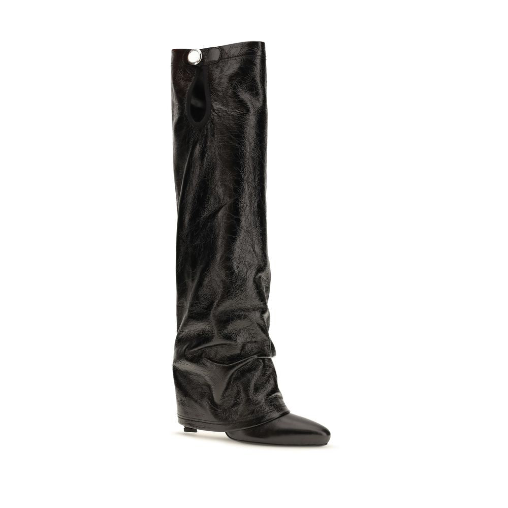 2026 New Arrival The Attico Black Calf Leather Bos Taurus Ankle Boots