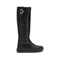 2026 New Arrival Chloé Black Calf Leather Bos Taurus Flat Boots