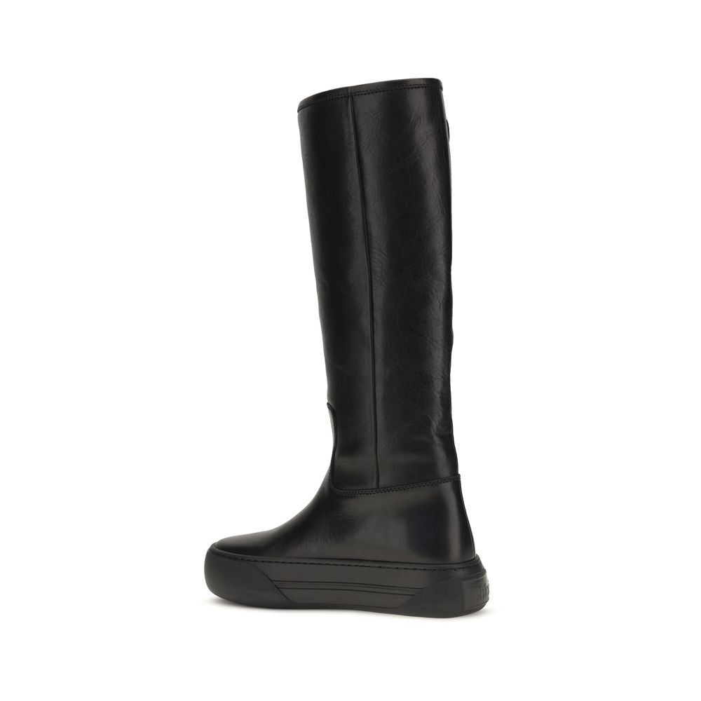 2026 New Arrival Chloé Black Calf Leather Bos Taurus Flat Boots