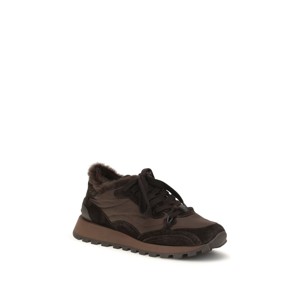 2026 New Arrival Brunello Cucinelli Black Calf Leather Bos Taurus Athletic Sneakers