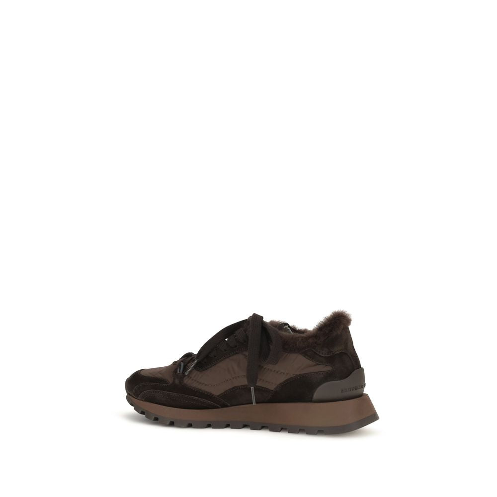 2026 New Arrival Brunello Cucinelli Black Calf Leather Bos Taurus Athletic Sneakers
