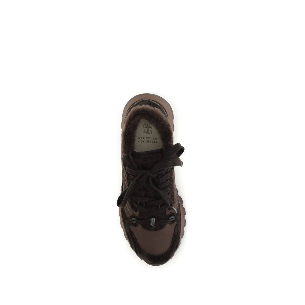 2026 New Arrival Brunello Cucinelli Black Calf Leather Bos Taurus Athletic Sneakers