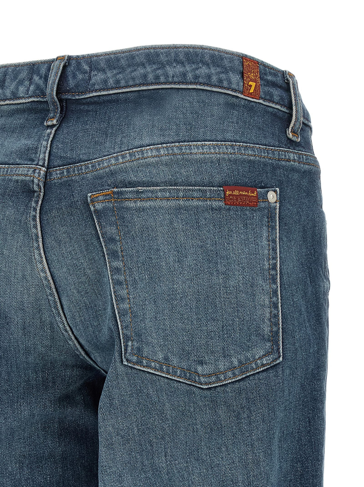 2026 New Arrival 7 For All Mankind Blue Cotton Tapered Jeans