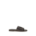 2026 New Arrival Dolce & Gabbana Brown Calf Leather Bos Taurus Flat Sandals