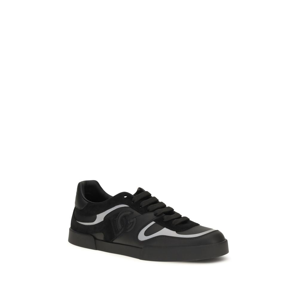 2026 New Arrival Dolce & Gabbana Black Calf Leather Bos Taurus Sneakers
