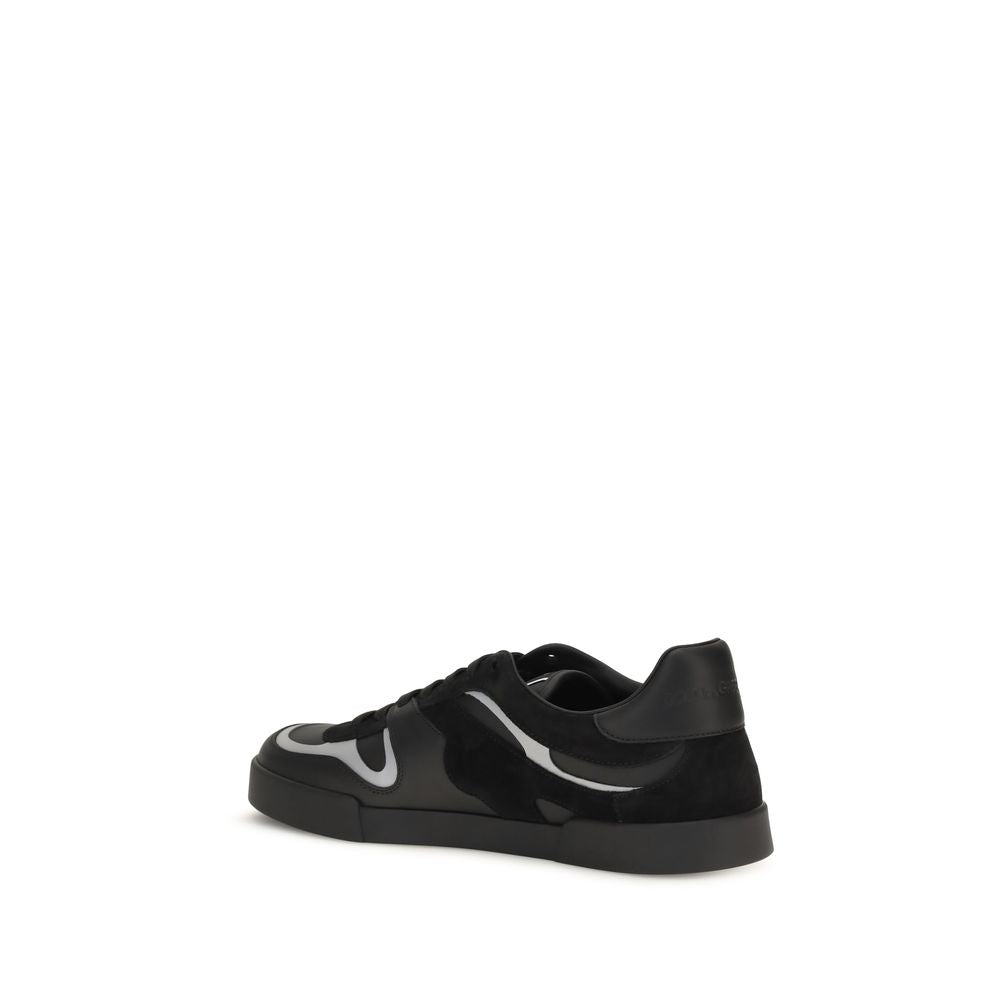 2026 New Arrival Dolce & Gabbana Black Calf Leather Bos Taurus Sneakers