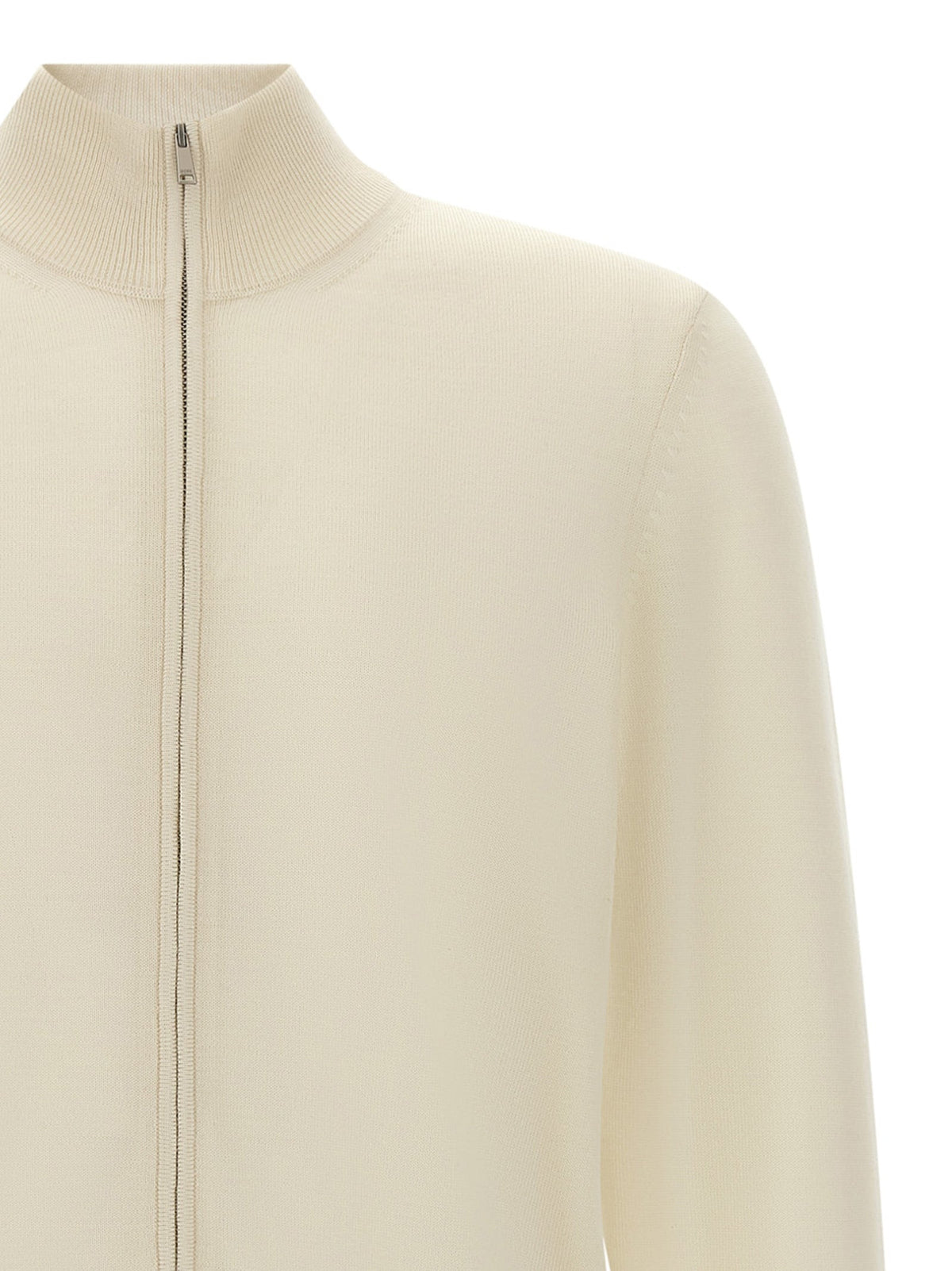 2026 New Arrival Hugo Boss White Virgin Wool Cardigan