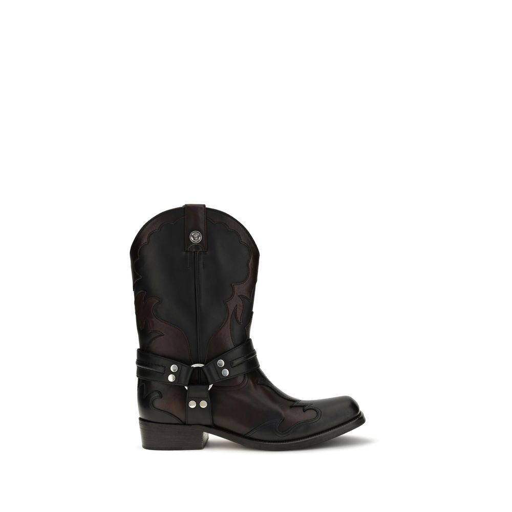 2026 New Arrival Versace Black Calf Leather Bos Taurus Boots