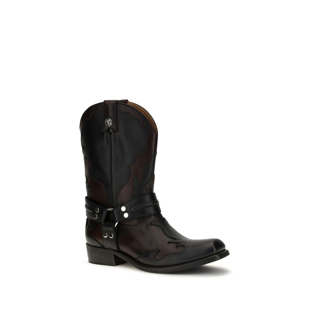 2026 New Arrival Versace Black Calf Leather Bos Taurus Boots