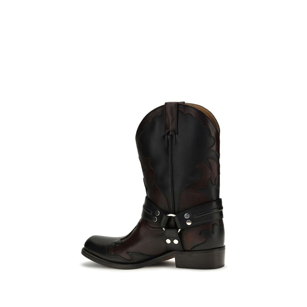 2026 New Arrival Versace Black Calf Leather Bos Taurus Boots