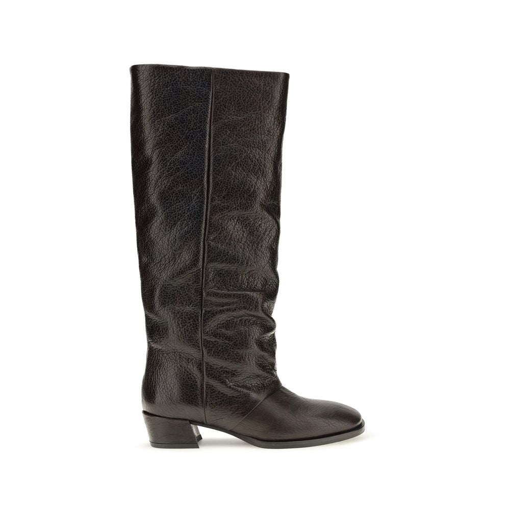 2026 New Arrival P.A.R.O.S.H. Brown Calf Leather Bos Taurus Flat Boots