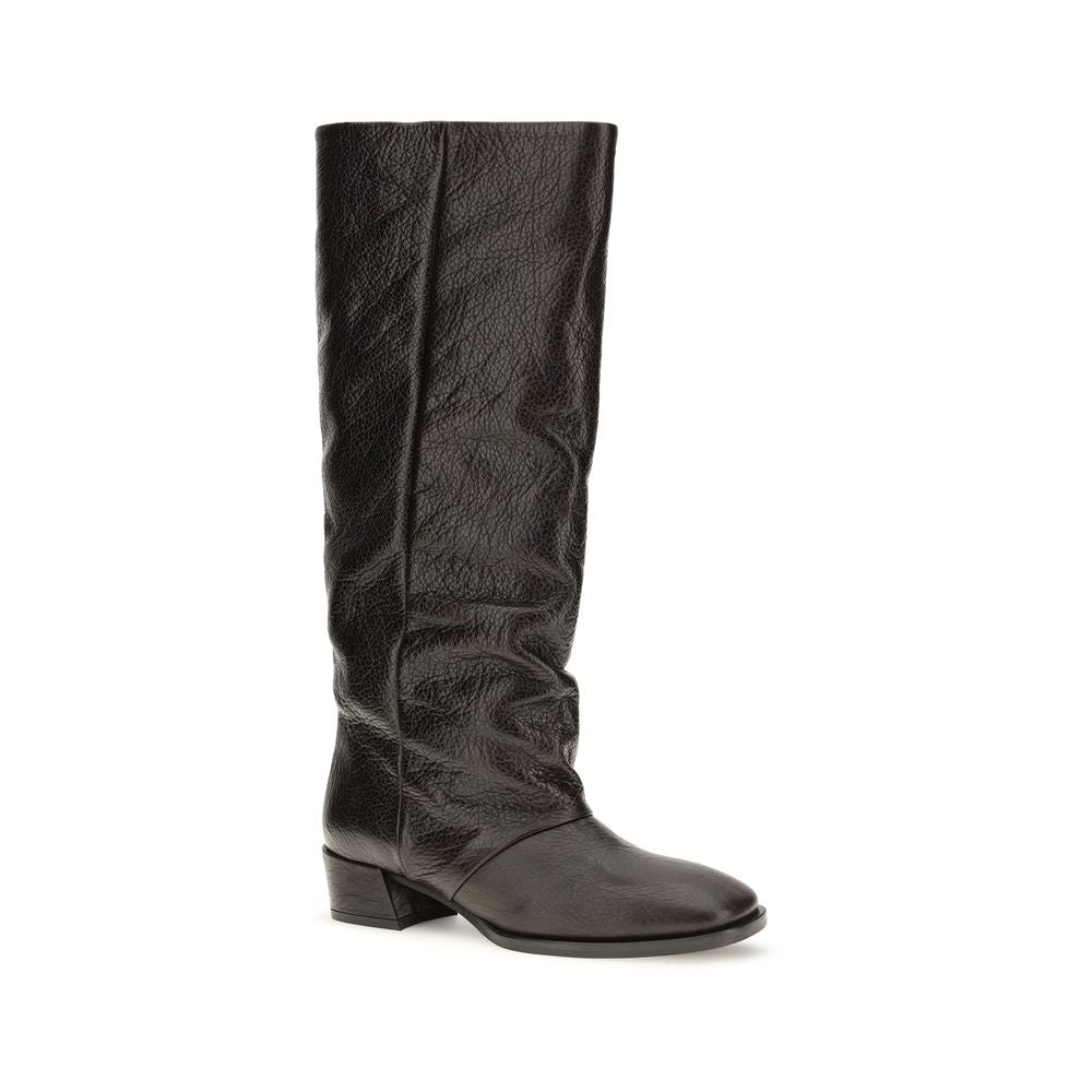 2026 New Arrival P.A.R.O.S.H. Brown Calf Leather Bos Taurus Flat Boots