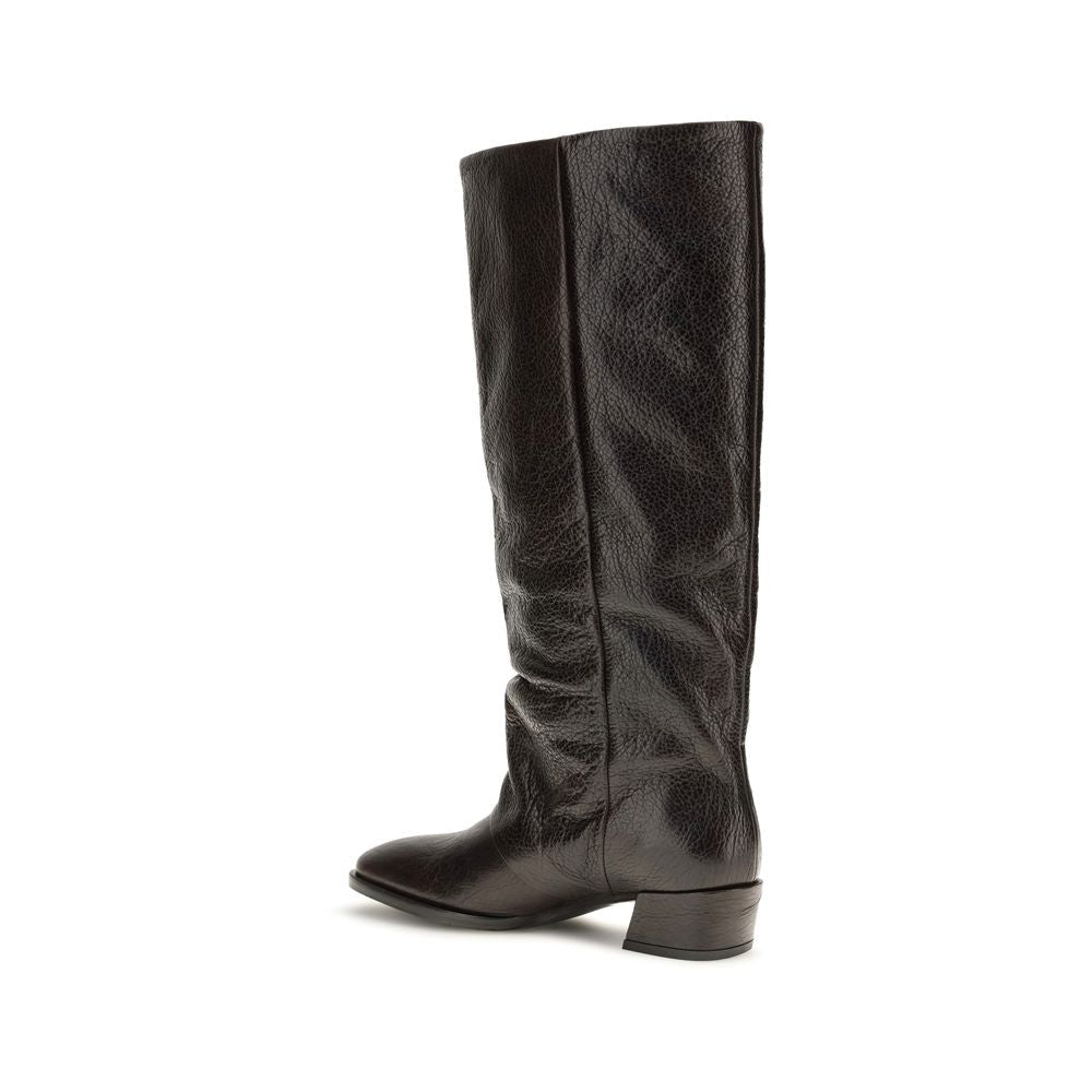 2026 New Arrival P.A.R.O.S.H. Brown Calf Leather Bos Taurus Flat Boots