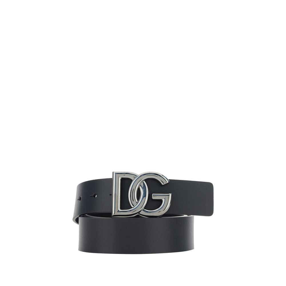 2026 New Arrival Dolce & Gabbana Black Calf Leather Bos Taurus Regular Belt